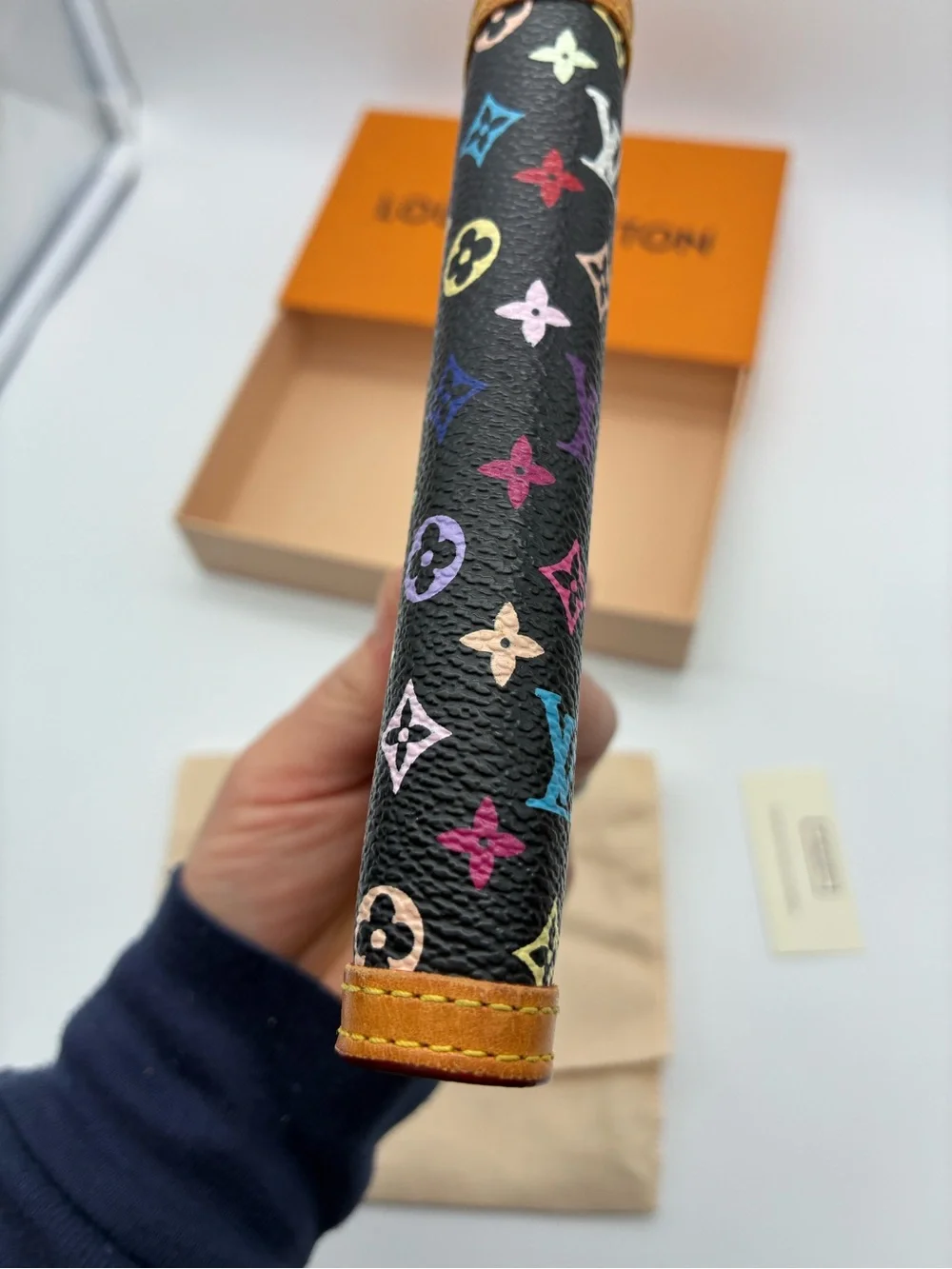 Louis Vuitton Black Multicolor Murakami Monogram agenda pm with Tan Trim